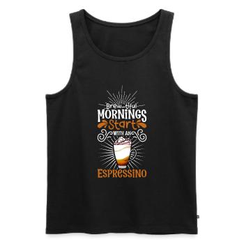 Good morning with Espressino - Men's Premium Organic Tank Top - black - Front - AI Model Male 178 light (178cm)