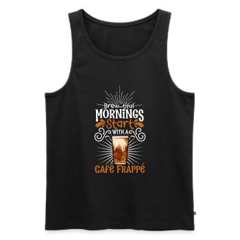 Good morning with Café Frappé - Men's Premium Organic Tank Top - black - Front - AI Model Male 178 light (178cm)