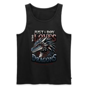 Juste un garçon qui aime les dragons - Boys Dragons - Débardeur bio Premium Homme - noir - Devant - Michal (187cm)