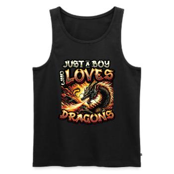 Juste un garçon qui aime les dragons - Boys Dragons - Débardeur bio Premium Homme - noir - Devant - Michal (187cm)