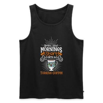 Guten Morgen mit Turkish Coffee - Männer Premium Bio Tank Top - Schwarz - Vorne - AI Model Male 178 light (178cm)