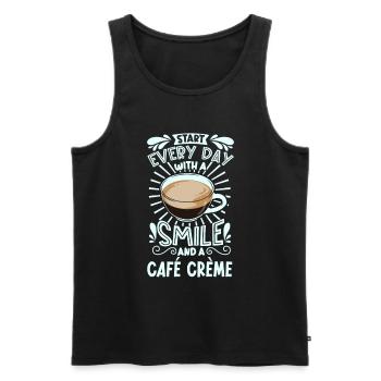 Smile with Café Crème - Men's Premium Organic Tank Top - black - Front - AI Model Male 178 light (178cm)
