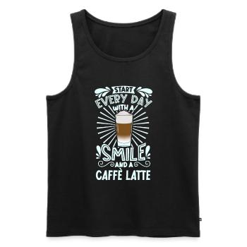 Souriez avec le Caffè Latte - Débardeur bio Premium Homme - noir - Devant - AI Model Male 178 light (178cm)