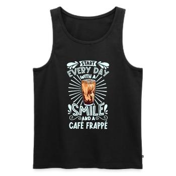 Souriez avec Café Frappé - Débardeur bio Premium Homme - noir - Devant - Michal (187cm)