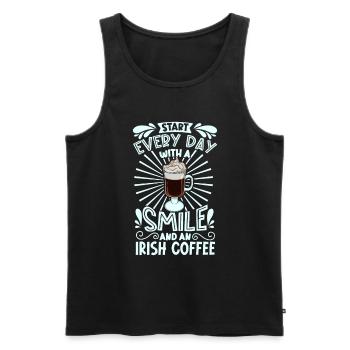 Souriez avec un café irlandais - Débardeur bio Premium Homme - noir - Devant - Michal (187cm)
