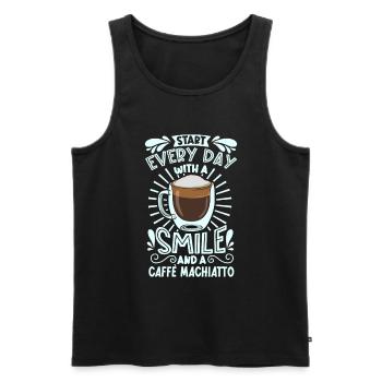 Lächeln mit Caffè macchiato - Männer Premium Bio Tank Top - Anthrazit - Vorne - Alexander (188cm)