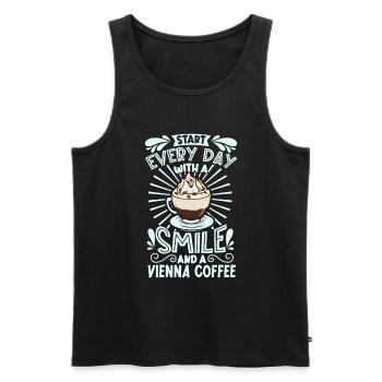 Souriez avec le café de Vienne - Débardeur bio Premium Homme - noir - Devant - Michal (187cm)