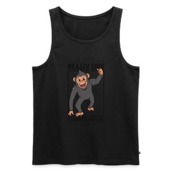 J’adore les chimpanzés - chimpanzé - Débardeur bio Premium Homme - noir - Devant - AI Model Male 178 light (178cm)