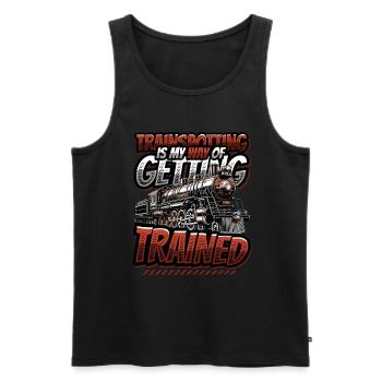 Trainspotting Train Lovers Trains - Men's Premium Organic Tank Top - black - Front - AI Model Male 178 light (178cm)