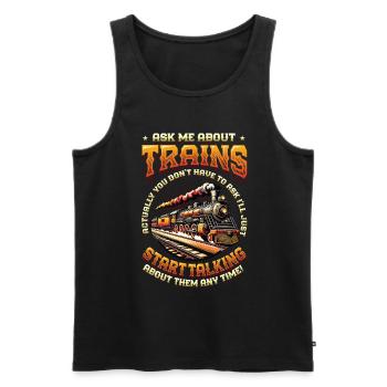 Trainspotting Train Lovers Trains - Men's Premium Organic Tank Top - black - Front - AI Model Male 178 light (178cm)