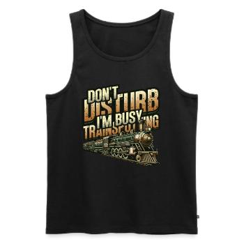 Trainspotting Train Lovers Trains - Men's Premium Organic Tank Top - black - Front - AI Model Male 178 light (178cm)