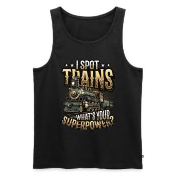 Trainspotting Train Lovers Trains - Men's Premium Organic Tank Top - black - Front - AI Model Male 178 light (178cm)