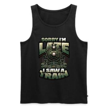 Trainspotting Train Lovers Trains - Men's Premium Organic Tank Top - black - Front - AI Model Male 178 light (178cm)