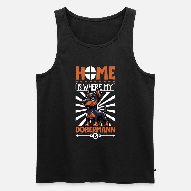 Zuhause - Dobermann - Männer Premium Bio Tank Top - Schwarz