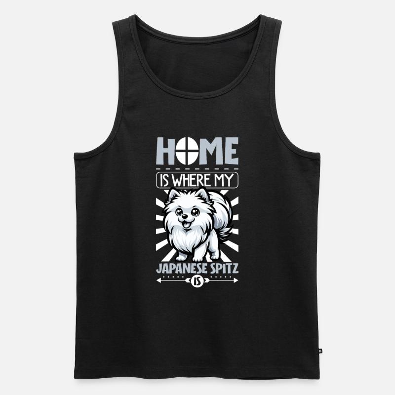 Zuhause - Japan-Spitz - Männer Premium Bio Tank Top - Schwarz