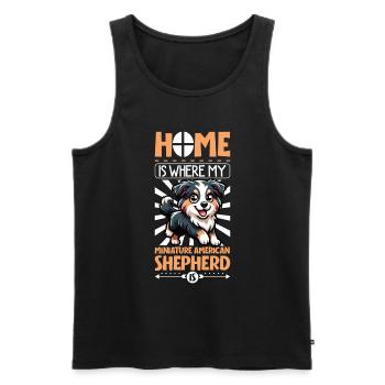 Zuhause - Miniature American Shepherd - Männer Premium Bio Tank Top - Schwarz - Vorne - Michal (187cm)
