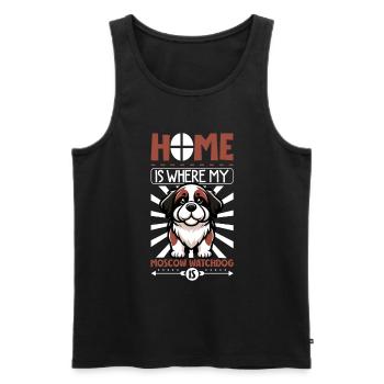 Zuhause - Moskauer Wachhund - Männer Premium Bio Tank Top - Schwarz - Vorne - AI Model Male 178 light (178cm)