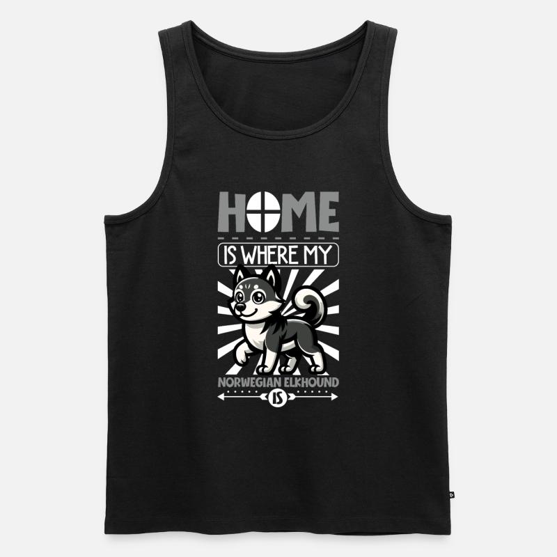 Zuhause - Norwegischer Elchhund - Männer Premium Bio Tank Top - Schwarz