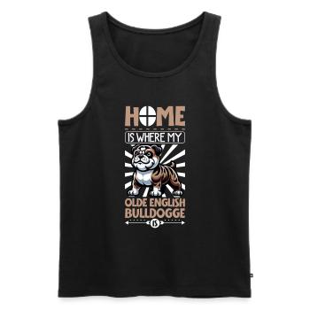 Zuhause - Olde English Bulldogge - Männer Premium Bio Tank Top - Schwarz - Vorne - Michal (187cm)