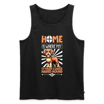 Zuhause - Steirische Rauhhaarbracke - Männer Premium Bio Tank Top - Schwarz - Vorne - Michal (187cm)