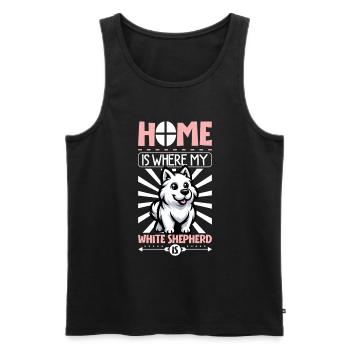 Home - White Shepherd - Men's Premium Organic Tank Top - black - Front - AI Model Male 178 light (178cm)