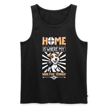 Zuhause - Drahthaar-Foxterrier - Männer Premium Bio Tank Top - Schwarz - Vorne - AI Model Male 178 light (178cm)