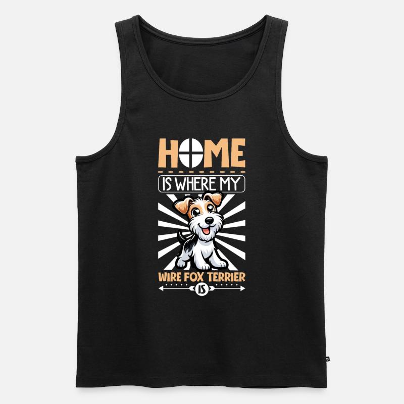 Zuhause - Drahthaar-Foxterrier - Männer Premium Bio Tank Top - Schwarz