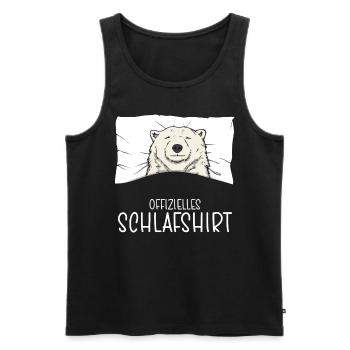 Official Sleep Shirt Polar Bear Pajamas - Men's Premium Organic Tank Top - black - Front - AI Model Male 178 light (178cm)