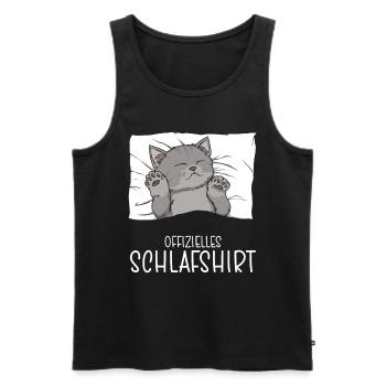 Chemise de nuit officielle Pyjama chat - Débardeur bio Premium Homme - noir - Devant - Michal (187cm)