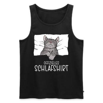Chemise de nuit officielle Pyjama chat - Débardeur bio Premium Homme - noir - Devant - Michal (187cm)