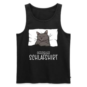 Chemise de nuit officielle Pyjama chat - Débardeur bio Premium Homme - noir - Devant - Michal (187cm)