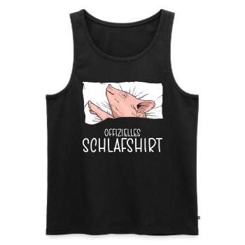 Offizielles Schlafshirt Schwein Schlafanzug - Männer Premium Bio Tank Top - Schwarz - Vorne - Michal (187cm)