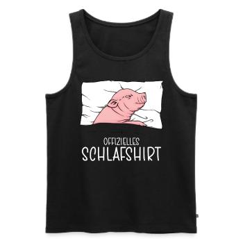 Offizielles Schlafshirt Schwein Schlafanzug - Männer Premium Bio Tank Top - Schwarz - Vorne - Michal (187cm)