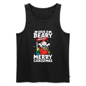 Passez un joyeux Noël avec un ours - Ours de Noël - Débardeur bio Premium Homme - noir - Devant - AI Model Male 178 light (178cm)