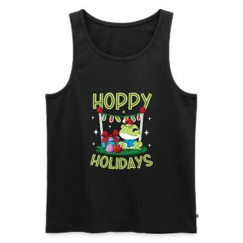 Hoppy Holidays - Weihnachten Frosch - Männer Premium Bio Tank Top - Schwarz - Vorne - AI Model Male 178 light (178cm)