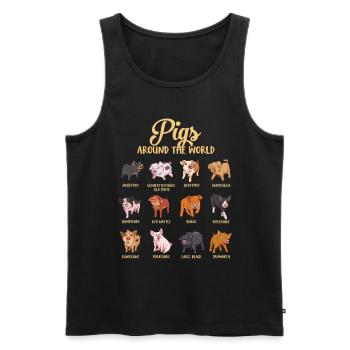 Verschiedene Cartoon Schweine - Männer Premium Bio Tank Top - Schwarz - Vorne - AI Model Male 178 light (178cm)