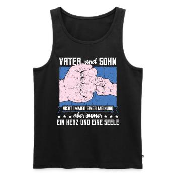 Vater & Sohn Spruch, Bester Papa, Vatertag - Männer Premium Bio Tank Top - Schwarz - Vorne - Michal (187cm)