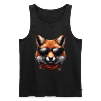 Fuchs Mit Sonnenbrille, Digitale Kunst, Wildtier - Männer Premium Bio Tank Top - Schwarz - Vorne - AI Model Male 178 light (178cm)