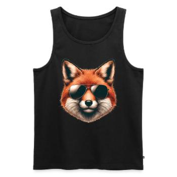 Fuchs Mit Sonnenbrille, Digitale Kunst, Wildtier - Männer Premium Bio Tank Top - Schwarz - Vorne - AI Model Male 178 light (178cm)