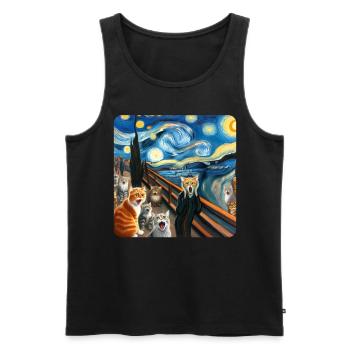 Art de la peinture de chat, Propriétaire de chat - Débardeur bio Premium Homme - noir - Devant - AI Model Male 178 light (178cm)