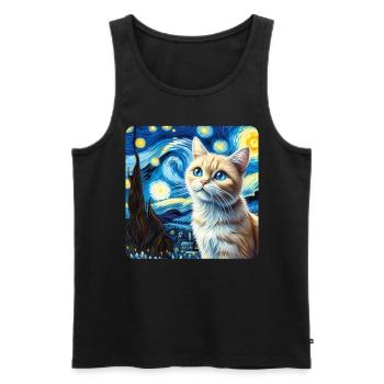 Art de la peinture de chat, Propriétaire de chat - Débardeur bio Premium Homme - noir - Devant - AI Model Male 178 light (178cm)