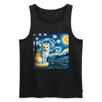 Art de la peinture de chat, Propriétaire de chat - Débardeur bio Premium Homme - noir - Devant - AI Model Male 178 light (178cm)