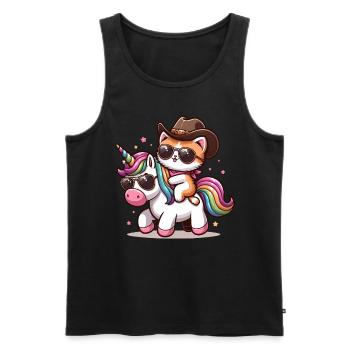 Licorne Et Chat, Propriétaire De Chat, Amoureux Des Chats - Débardeur bio Premium Homme - noir - Devant - Michal (187cm)