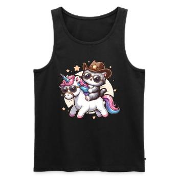 Licorne Et Chat, Propriétaire De Chat, Amoureux Des Chats - Débardeur bio Premium Homme - noir - Devant - Michal (187cm)