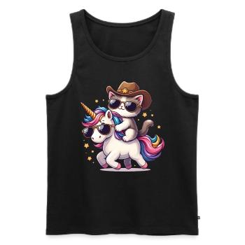Licorne Et Chat, Propriétaire De Chat, Amoureux Des Chats - Débardeur bio Premium Homme - noir - Devant - Michal (187cm)