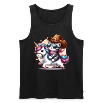 Licorne Et Chat, Propriétaire De Chat, Amoureux Des Chats - Débardeur bio Premium Homme - noir - Devant - Michal (187cm)