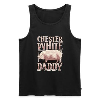 Chester White Pig Dad - Débardeur bio Premium Homme - noir - Devant - Michal (187cm)