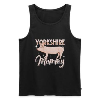 Maman cochon du Yorkshire - Débardeur bio Premium Homme - noir - Devant - AI Model Male 178 light (178cm)