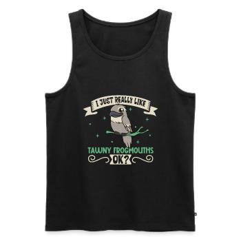 I love my Tawny Frogmouth - Men's Premium Organic Tank Top - black - Front - AI Model Male 178 light (178cm)