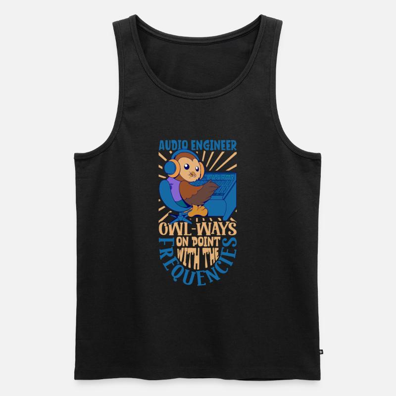 Eule am Mischpult - Tontechniker - Männer Premium Bio Tank Top - Schwarz